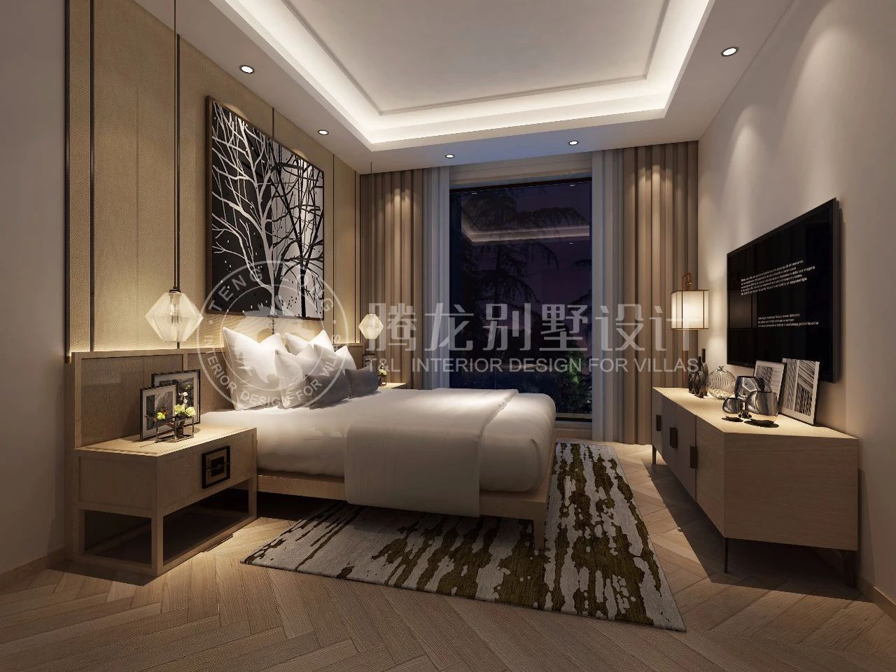 【别墅装修效果图】金茂逸墅新中式独栋别墅装修效果图